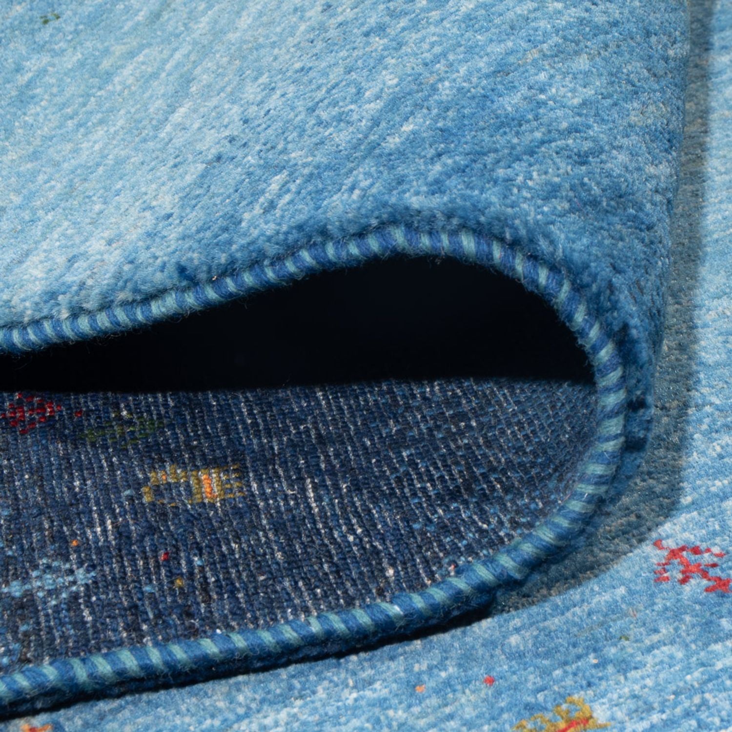 Gabbeh Teppich - Loribaft Perser - 300 x 214 cm - seeblau