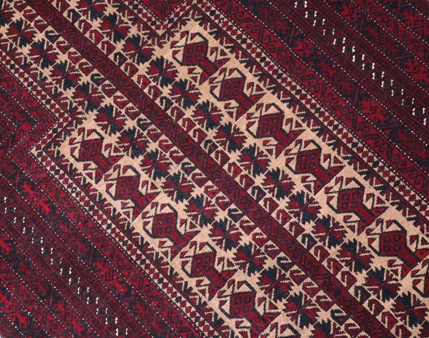Afghan Teppich 150 x 95 cm - dunkelrot