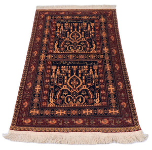 Afghan Teppich 150 x 100 cm - schwarz