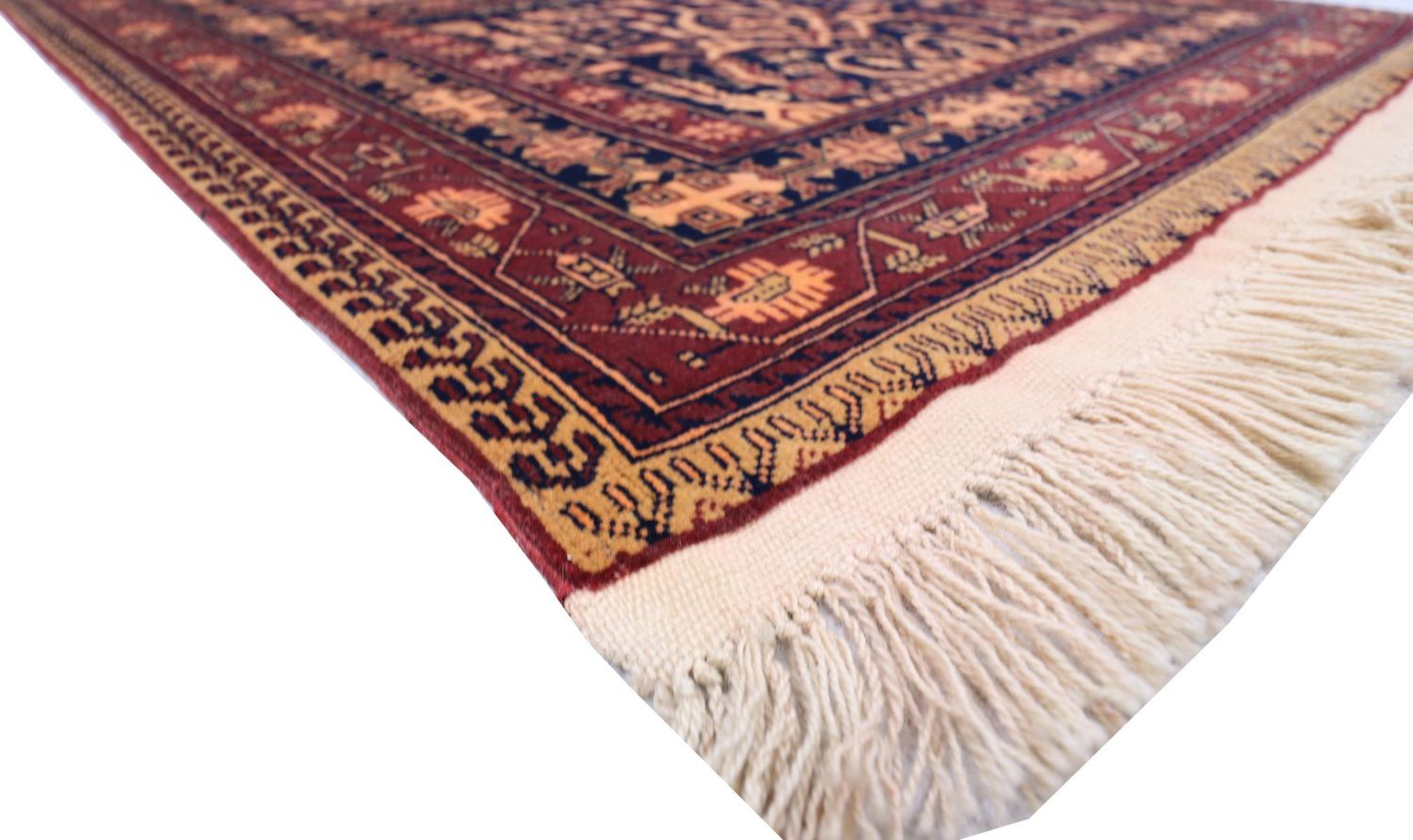 Afghan Teppich 150 x 100 cm - schwarz