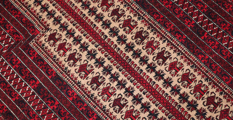 Belutsch Teppich 120 x 80 cm - dunkelrot