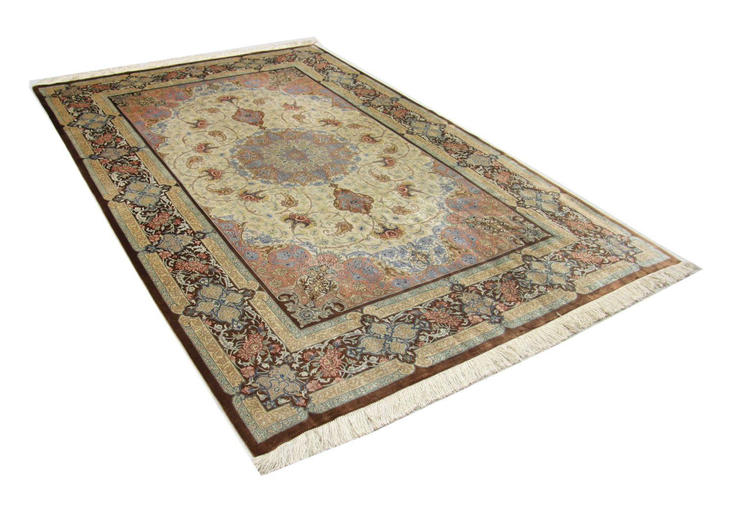 Seidenteppich - Ghom Seide - Premium 240 x 155 cm Teppich Wohnzimmer