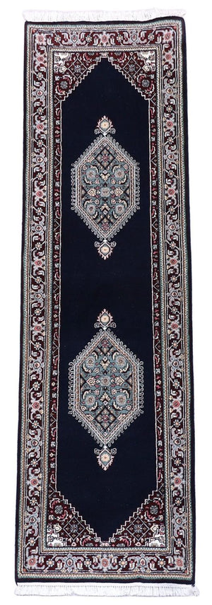 Perserteppich - Bidjar 253 x 79 cm - dunkelblau