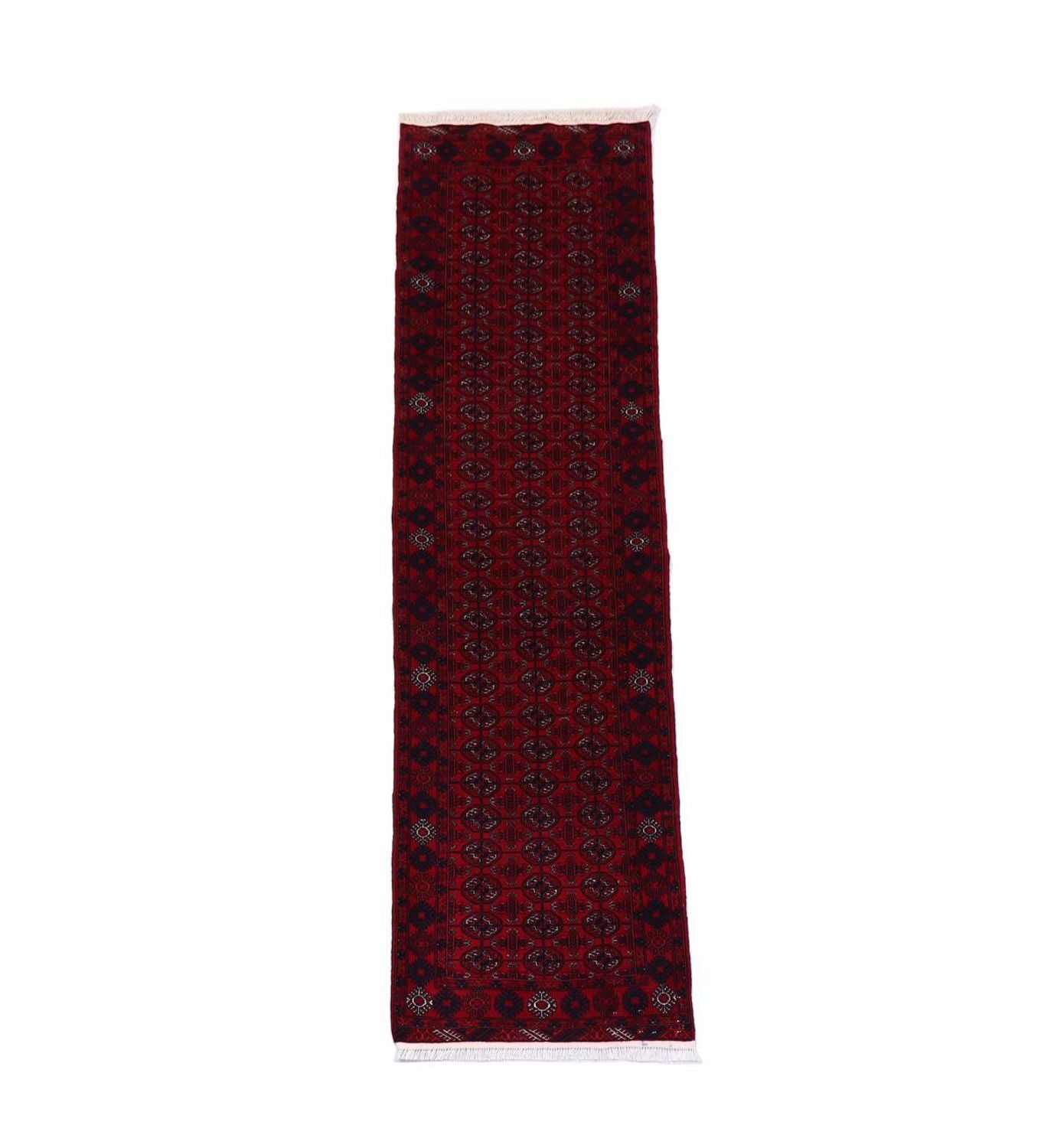 Afghan Teppich 278 x 83 cm - dunkelrot