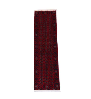 Afghan Teppich 278 x 83 cm - dunkelrot