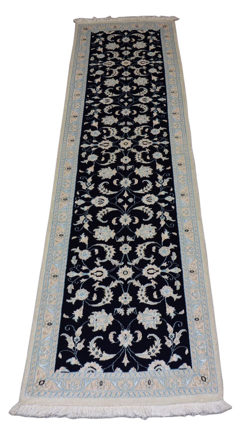 Perserteppich - Nain 300 x 84 cm - dunkelblau
