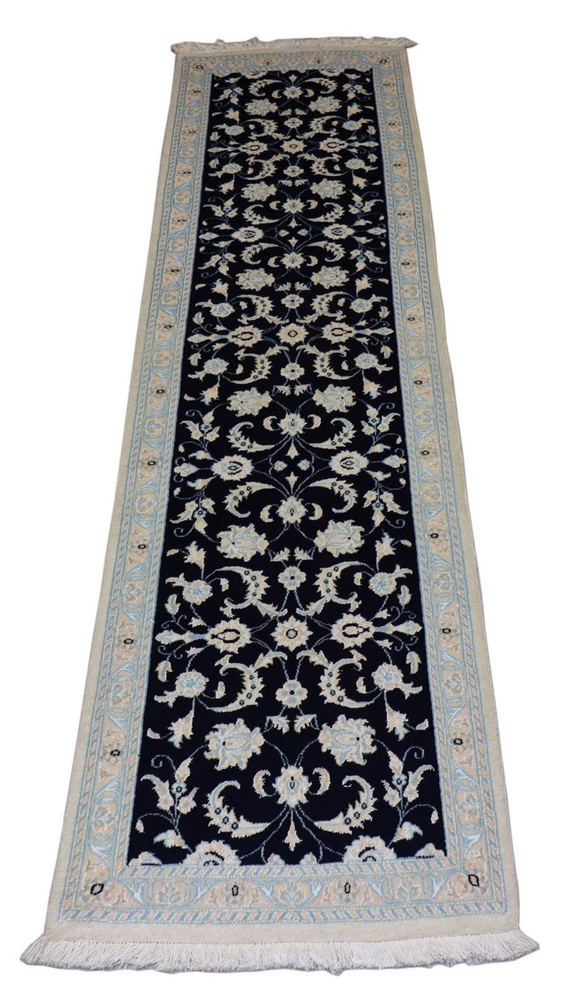 Perserteppich - Nain 300 x 84 cm - dunkelblau