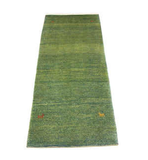 Gabbeh Teppich - Perser 233 x 84 cm - grün