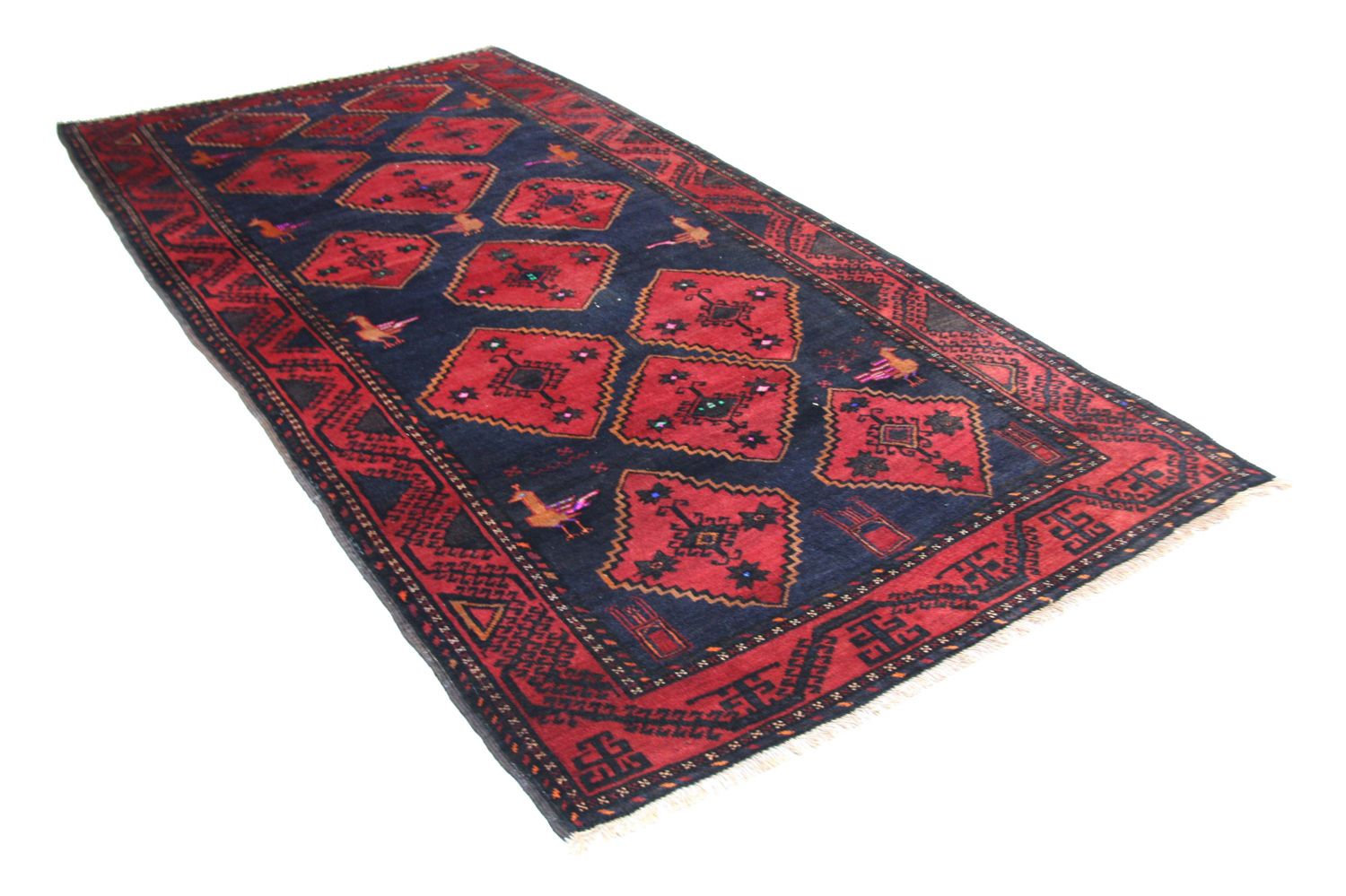 Belutsch Teppich 296 x 150 cm - blau