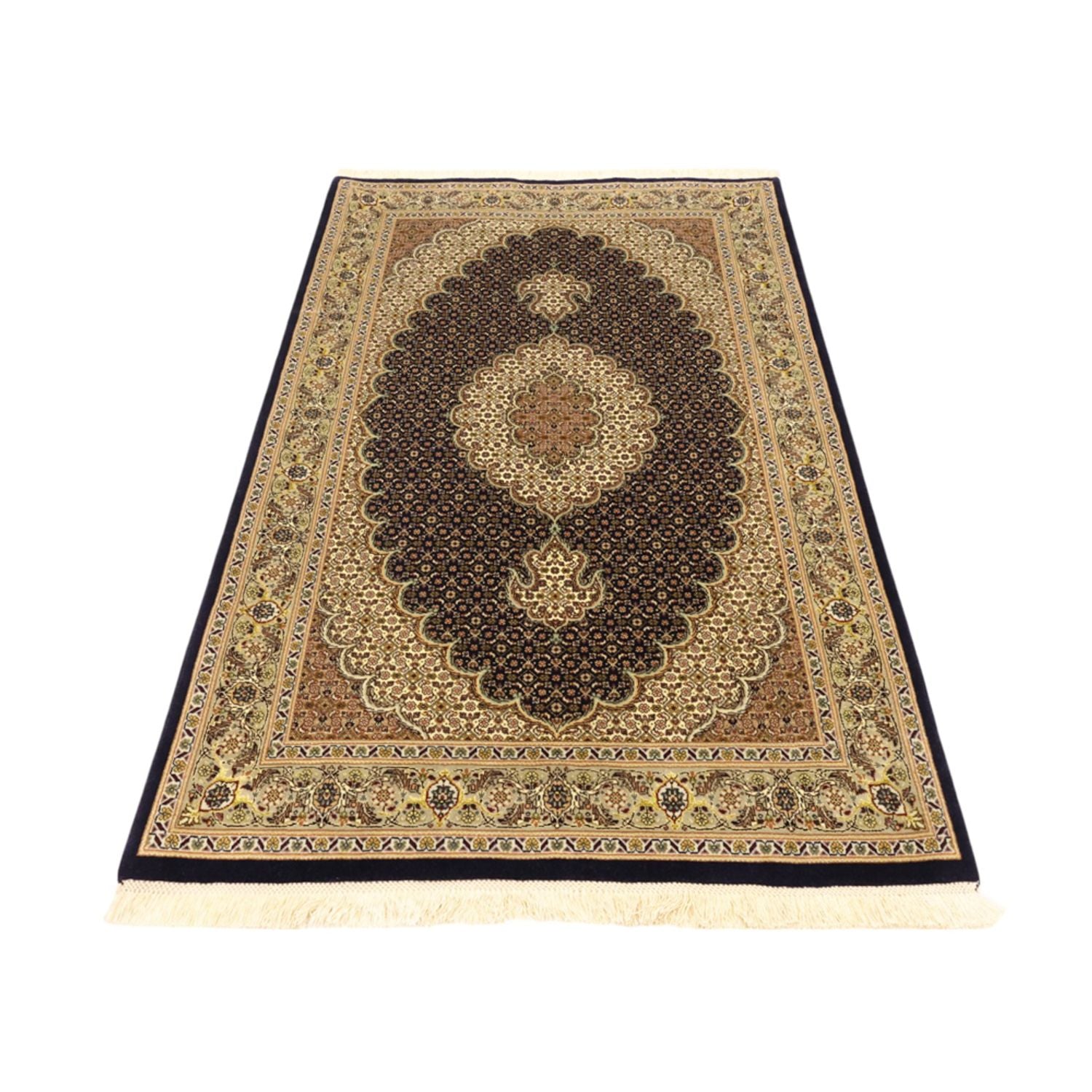 Perserteppich - Täbriz - Royal - Seidenkette - 159 x 98 cm - dunkelbeige