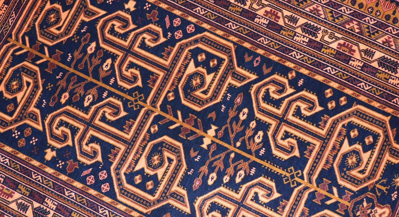 Afghan Teppich 132 x 98 cm - dunkelblau