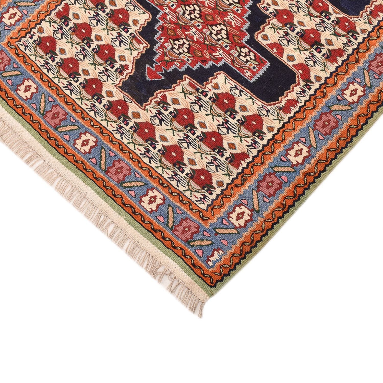 Läufer Kelim - Oriental - 415 x 85 cm - dunkelblau