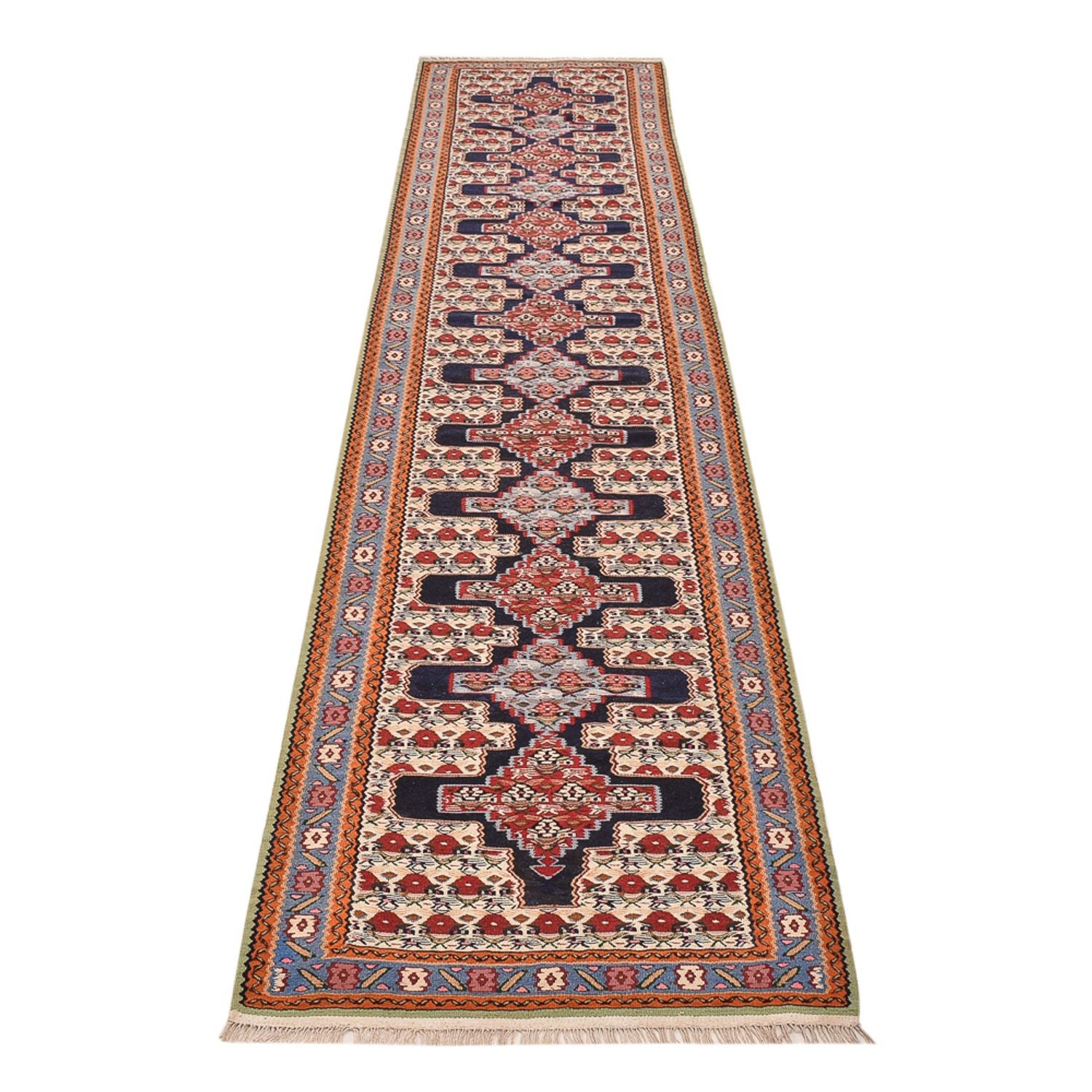 Läufer Kelim - Oriental - 415 x 85 cm - dunkelblau