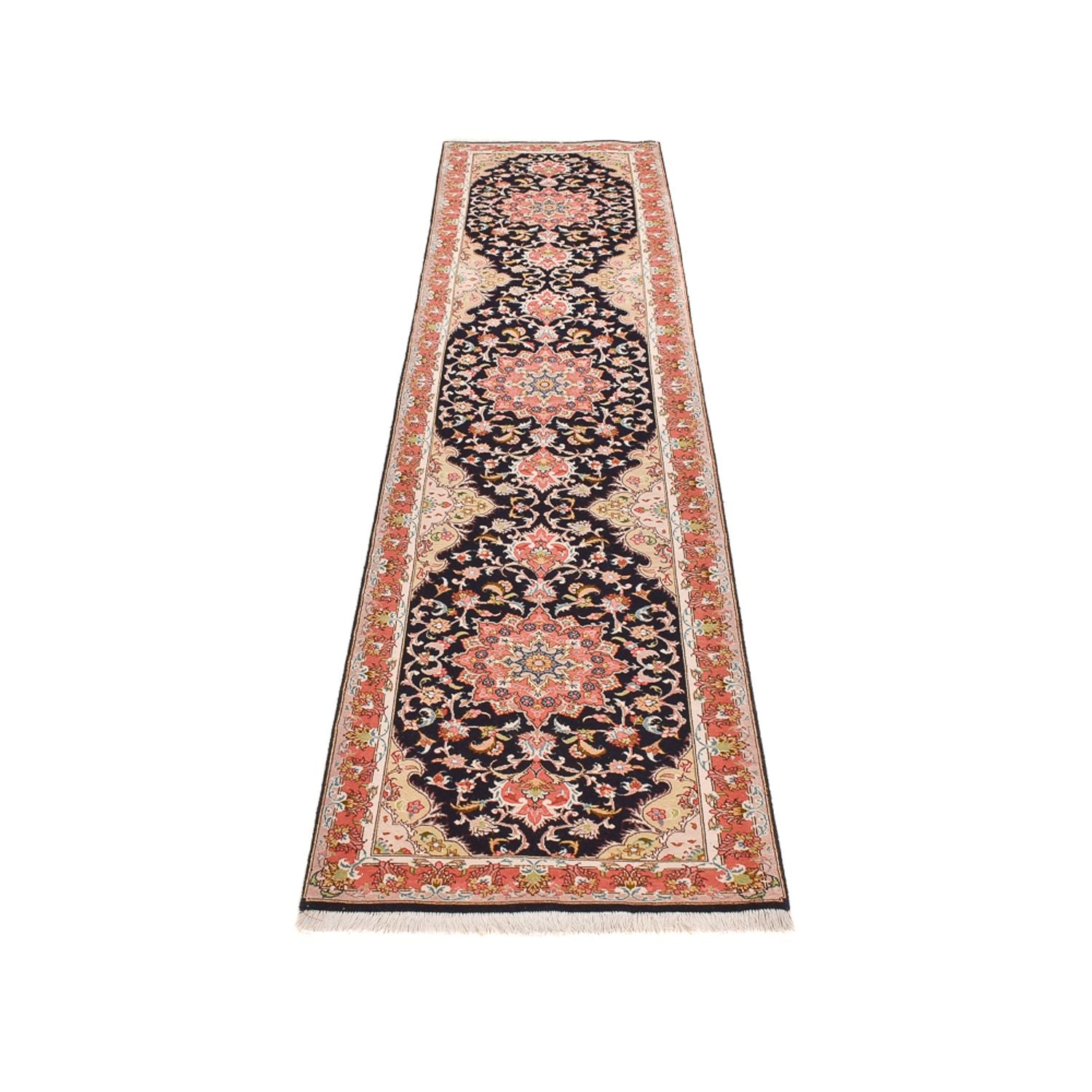 Läufer Perser - Täbriz - Premium - 308 x 74 cm - dunkelblau