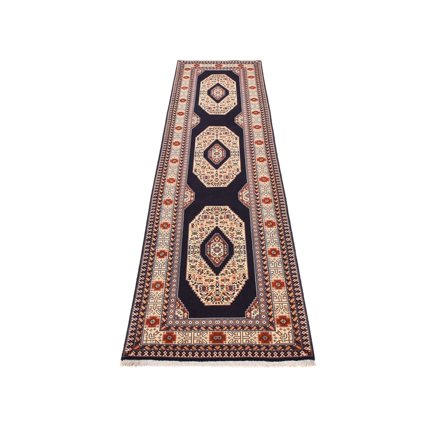 Läufer Perser - Täbriz - Premium - 300 x 73 cm - dunkelblau