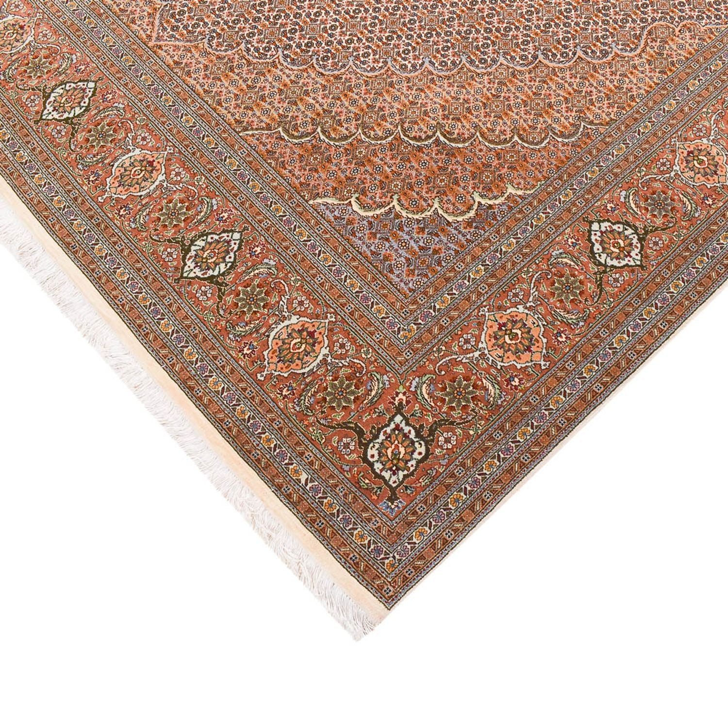Läufer Perser - Täbriz - Royal - 407 x 201 cm - hellbraun