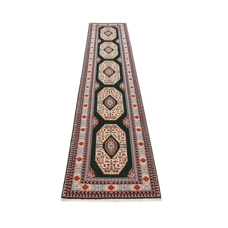 Läufer Perser - Täbriz - Premium - 372 x 74 cm - dunkelblau