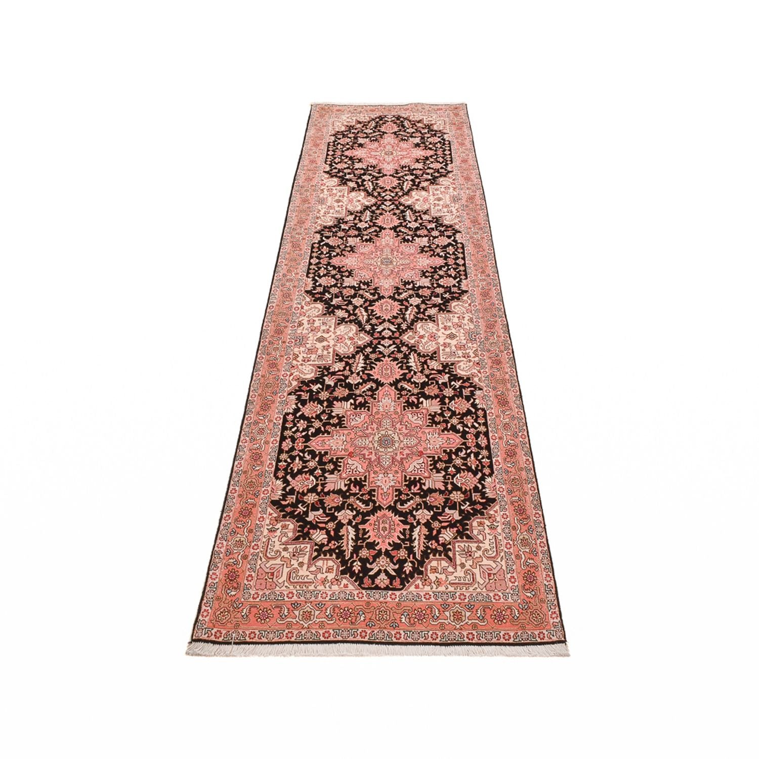 Läufer Perser - Täbriz - Premium - 350 x 91 cm - dunkelblau