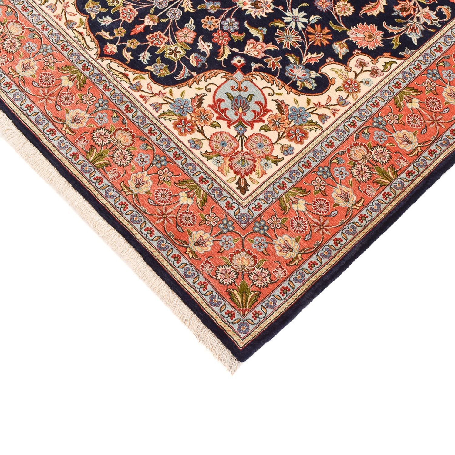 Perserteppich - Ghom - Royal - 202 x 141 cm - dunkelblau