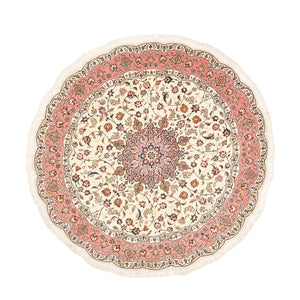Perserteppich - Täbriz - Royal rund  - 200 x 200 cm - creme