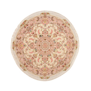 Perserteppich - Täbriz - Royal rund  - 143 x 143 cm - lachs