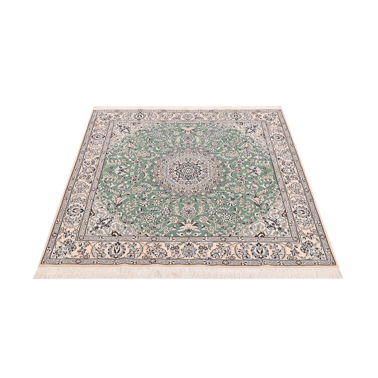 Perserteppich - Nain - Royal quadratisch  - 152 x 149 cm - hellgrün