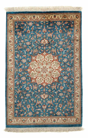 Perserteppich - Ghom 94 x 58 cm - blau
