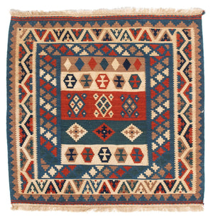 Kelim Teppich - Oriental 102 x 100 cm - blau