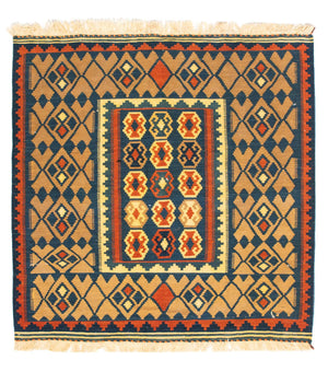 Kelim Teppich - Oriental 100 x 98 cm - dunkelblau