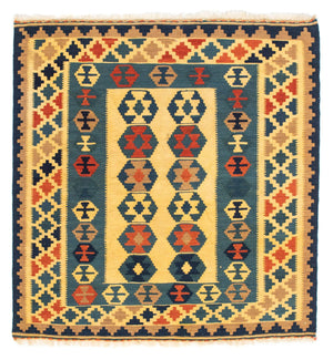 Kelim Teppich - Oriental 101 x 95 cm - gold