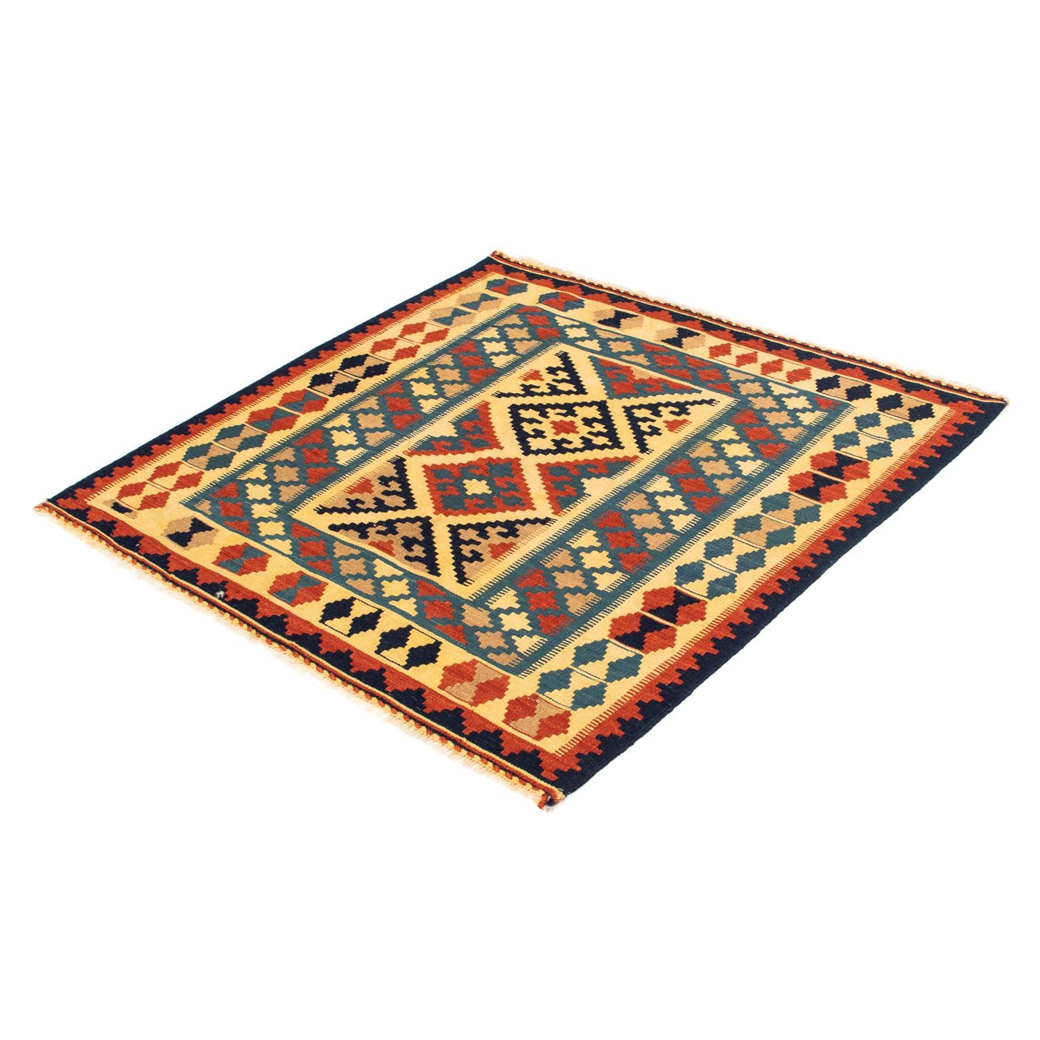 Kelim Teppich - Oriental 100 x 100 cm - blau