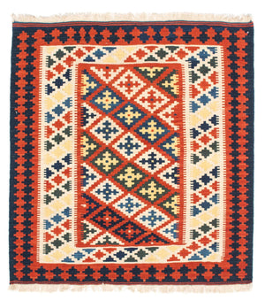 Kelim Teppich - Oriental 107 x 100 cm - dunkelrot