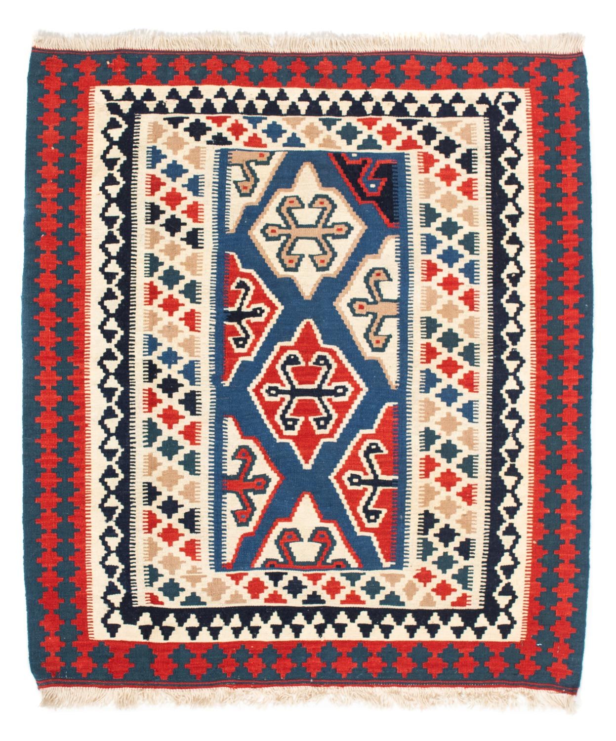 Kelim Teppich - Oriental 125 x 110 cm - blau