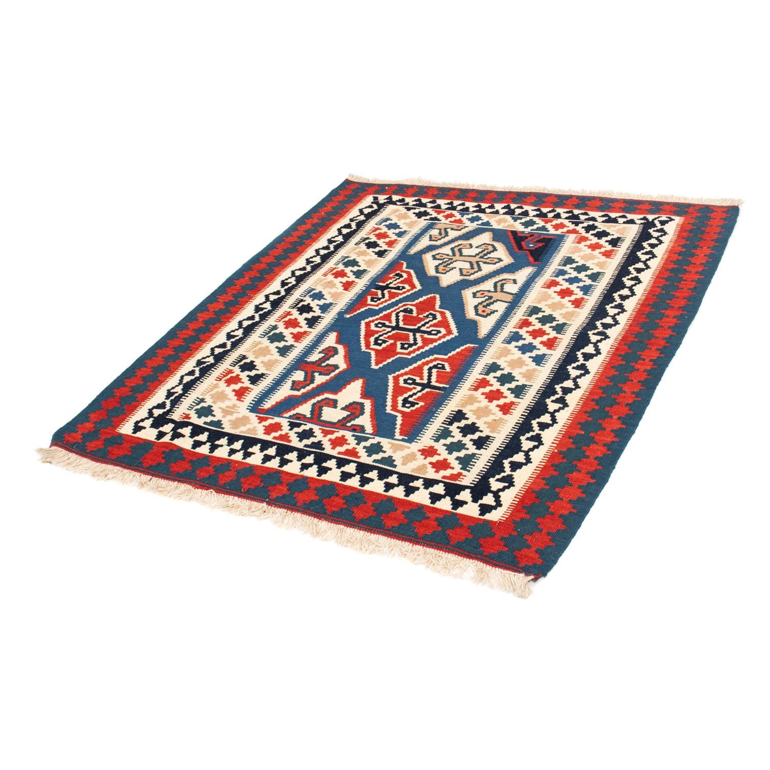 Kelim Teppich - Oriental 125 x 110 cm - blau
