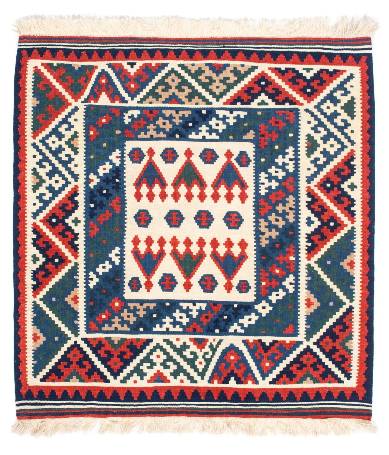 Kelim Teppich - Oriental 117 x 102 cm - dunkelblau