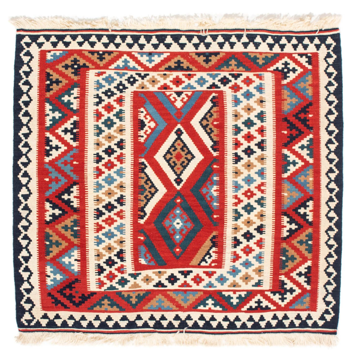 Kelim Teppich - Oriental 108 x 105 cm - rot