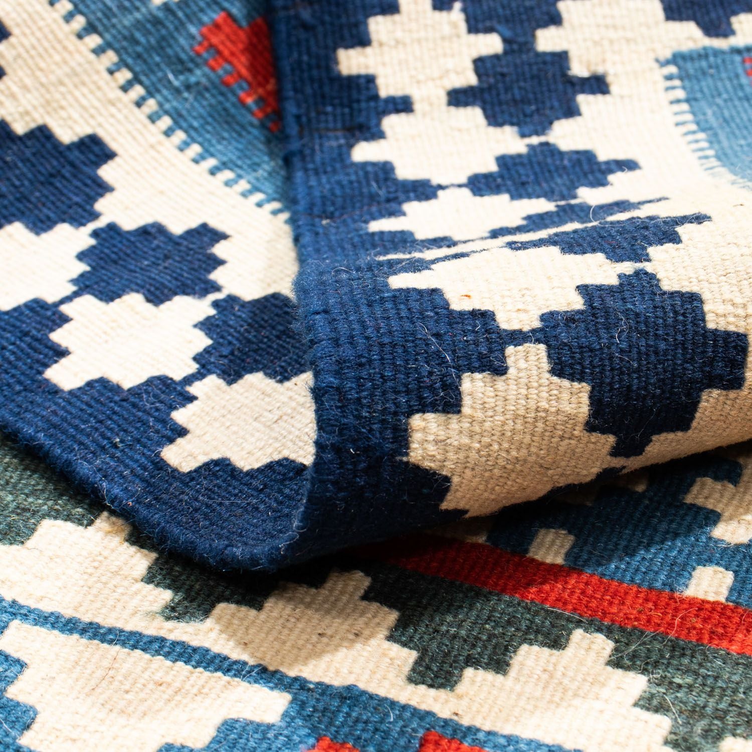 Kelim Teppich - Oriental 100 x 100 cm - blau