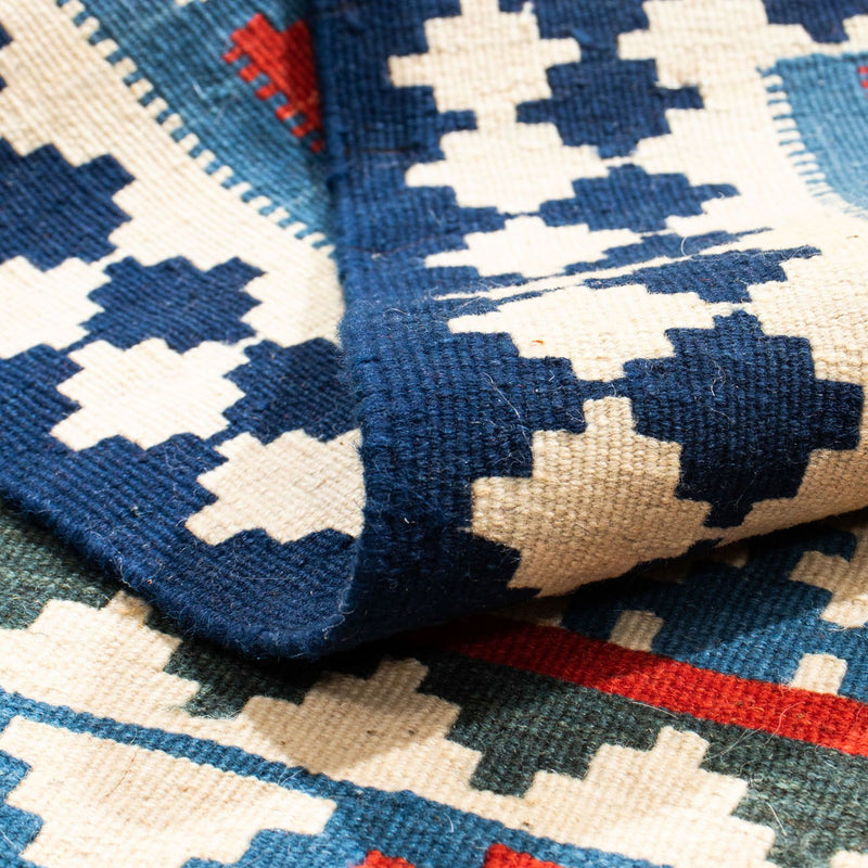 Kelim Teppich - Oriental 100 x 100 cm - blau