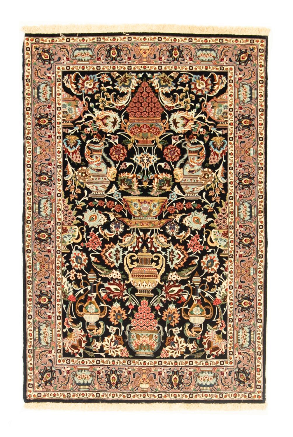 Perserteppich - Ghom 157 x 102 cm - schwarz