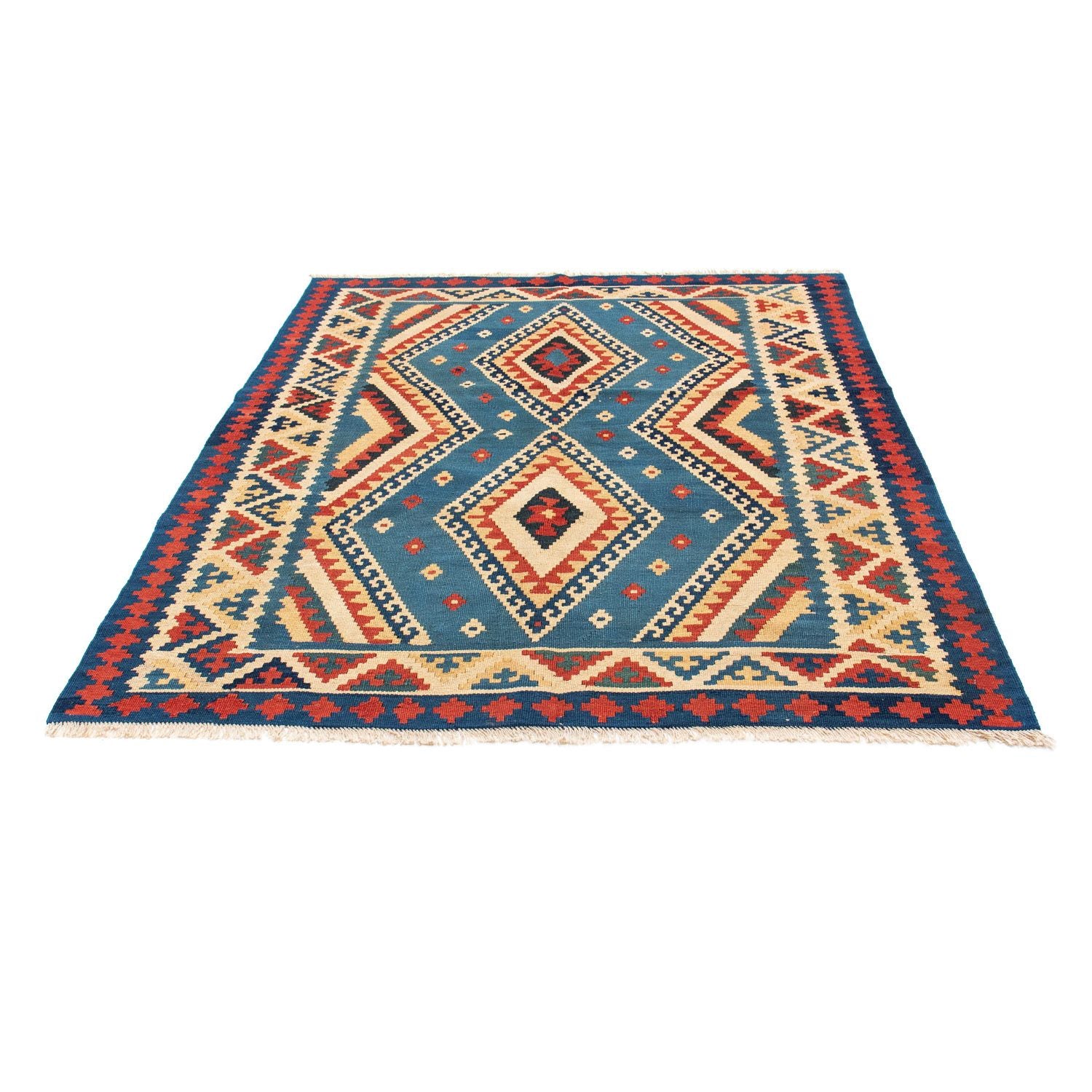 Kelim Teppich - Oriental 193 x 152 cm - blau