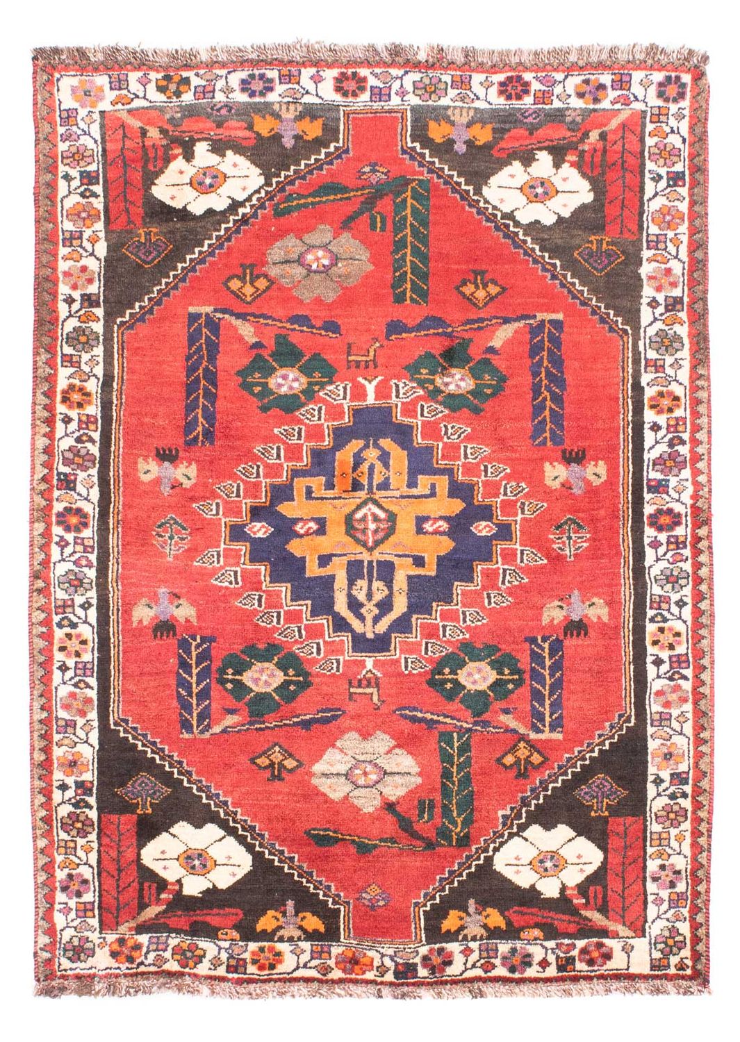 Perserteppich - Nomadic 160 x 110 cm - dunkelrot