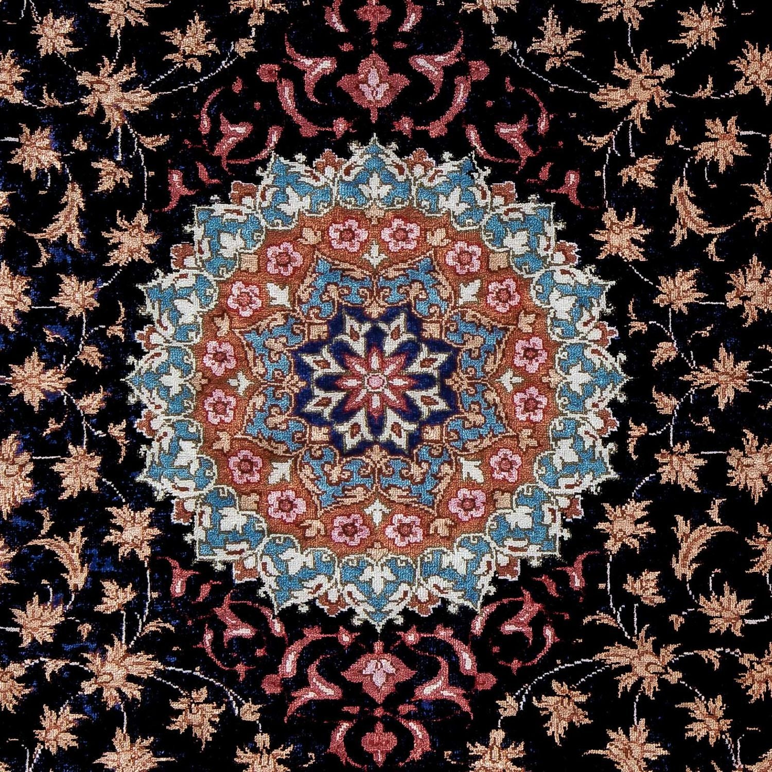 Perserteppich - Ghom 80 x 55 cm - dunkelblau