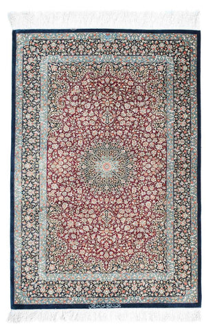 Perserteppich - Ghom 116 x 78 cm - dunkelblau
