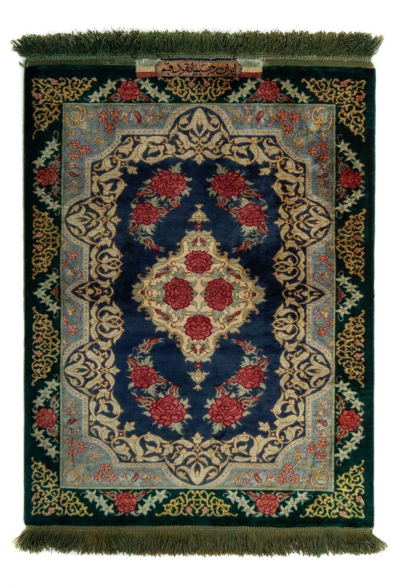 Perserteppich - Ghom 77 x 58 cm - dunkelblau