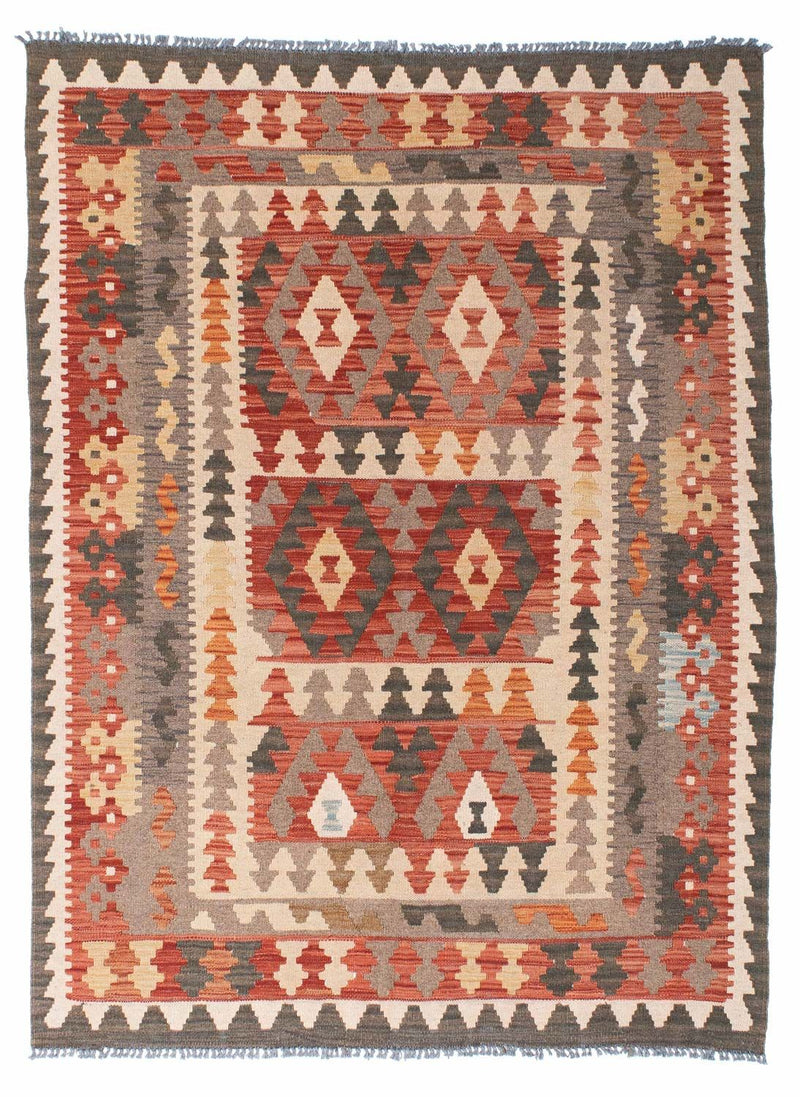Kelim Teppich - Oriental 194 x 147 cm - hellrot