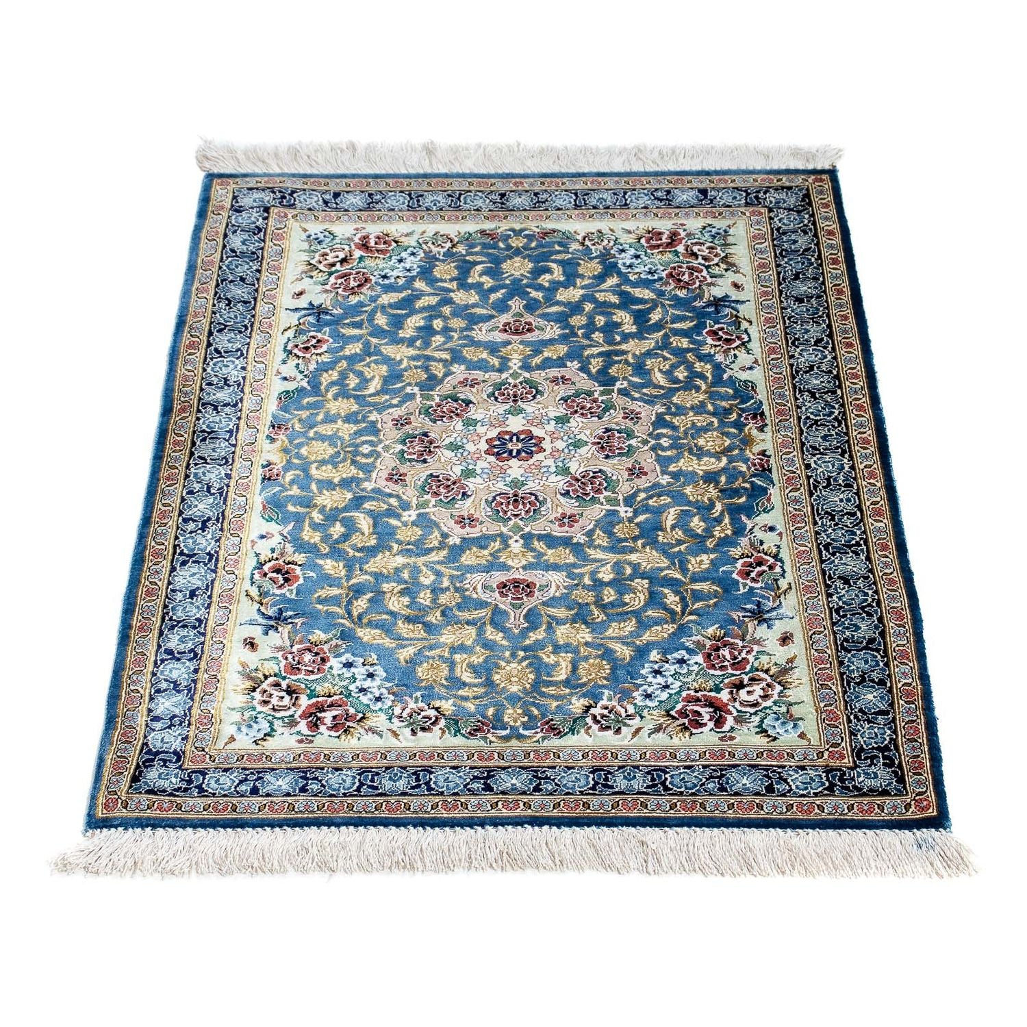 Perserteppich - Ghom 86 x 60 cm - blau