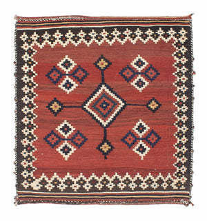 Kelim Teppich - Oriental 144 x 132 cm - dunkelrot