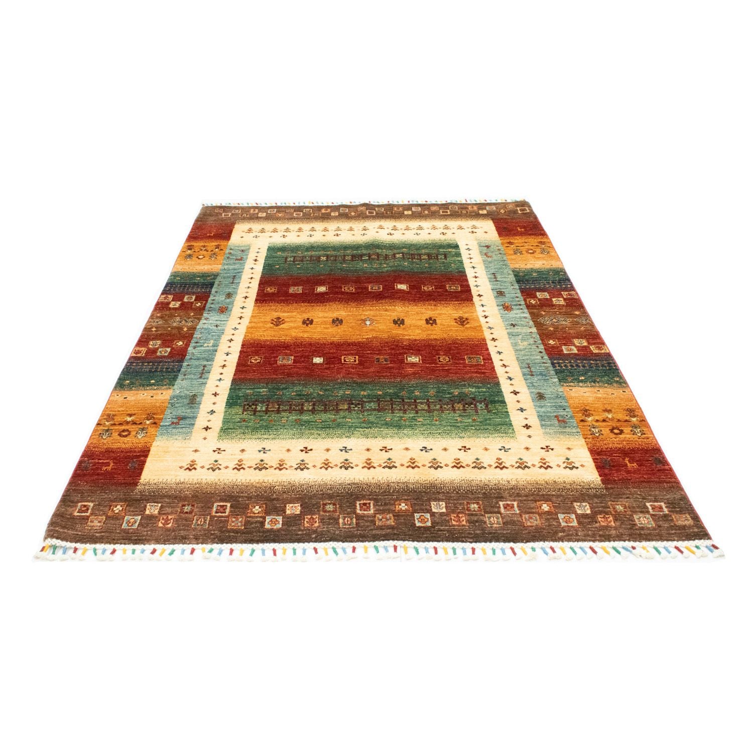 Gabbeh Teppich - Loribaft Indus 214 x 152 cm - mehrfarbig